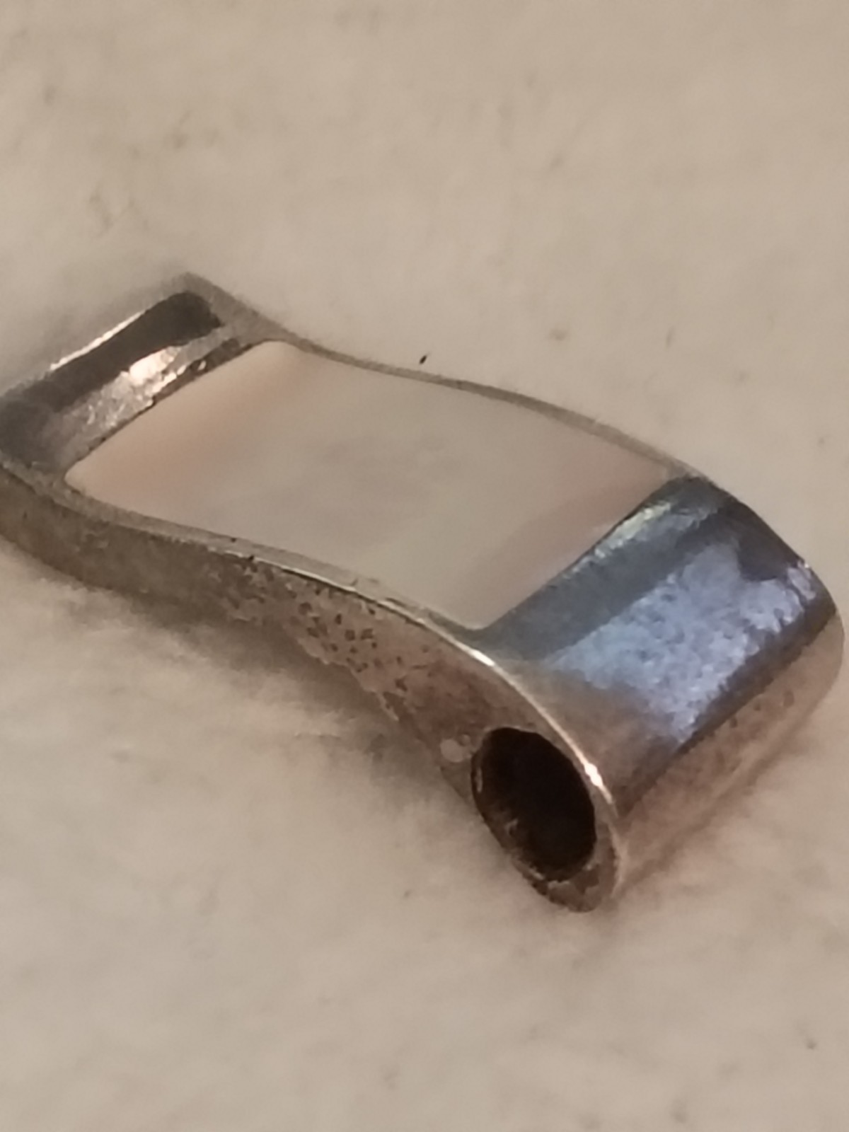 Vintage 925 Sterling Silver Slider Pendant w/Mother Of Pearl Inlay