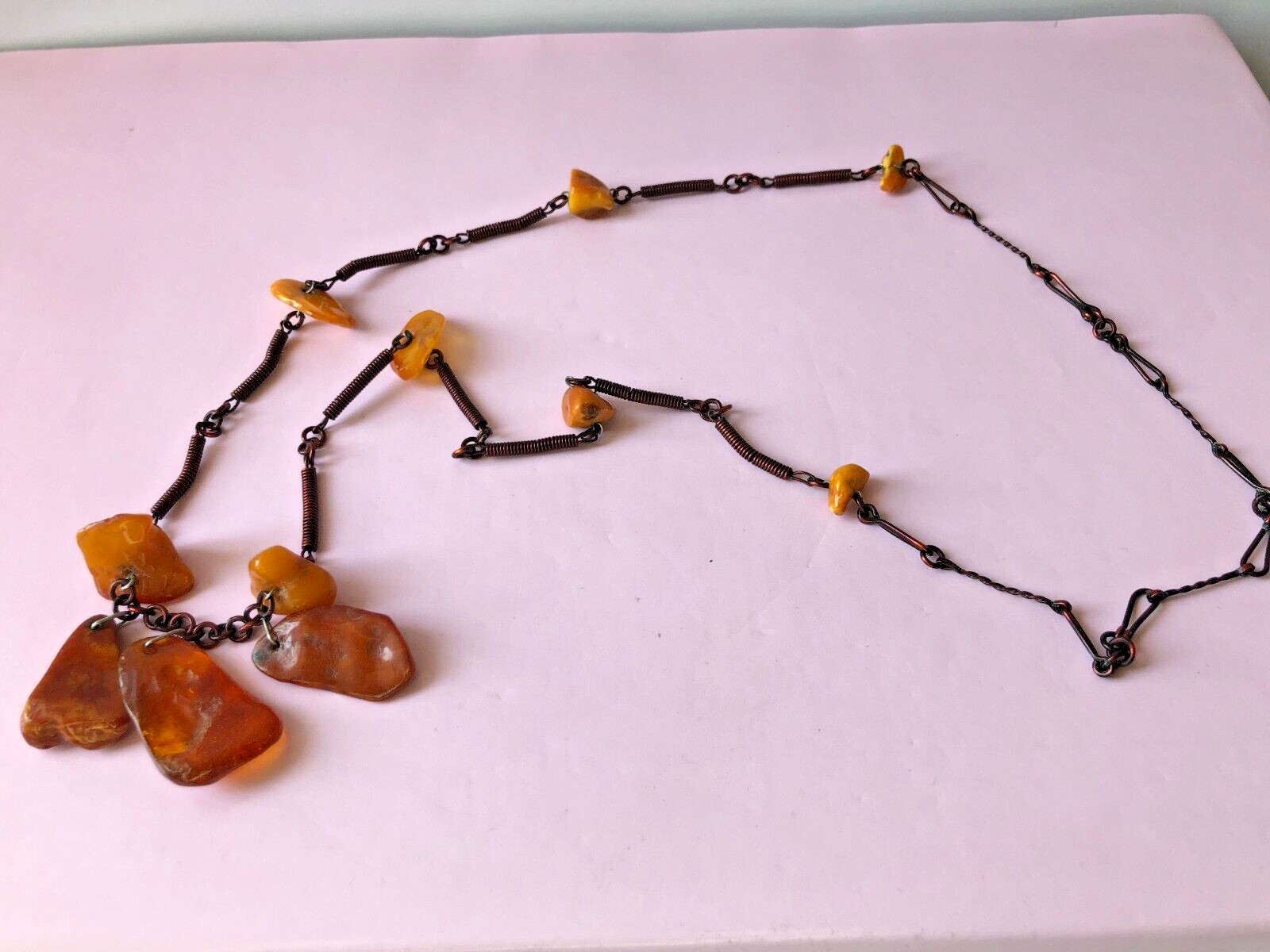 Rare Vintage: Natural Baltic Amber Necklace Beads of different shapes