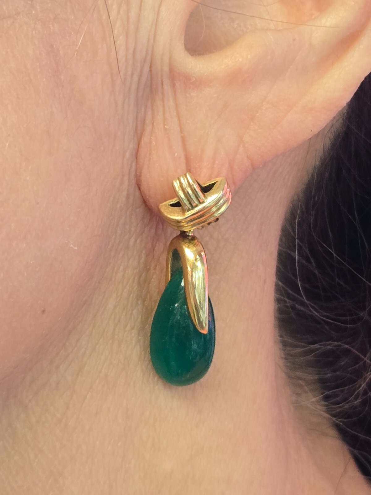 CERTIFIED NATURAL COLOMBIAN EMERALDS 17.5 CTS IN 18K GOLD FINE EARRINGS~$8,015.0