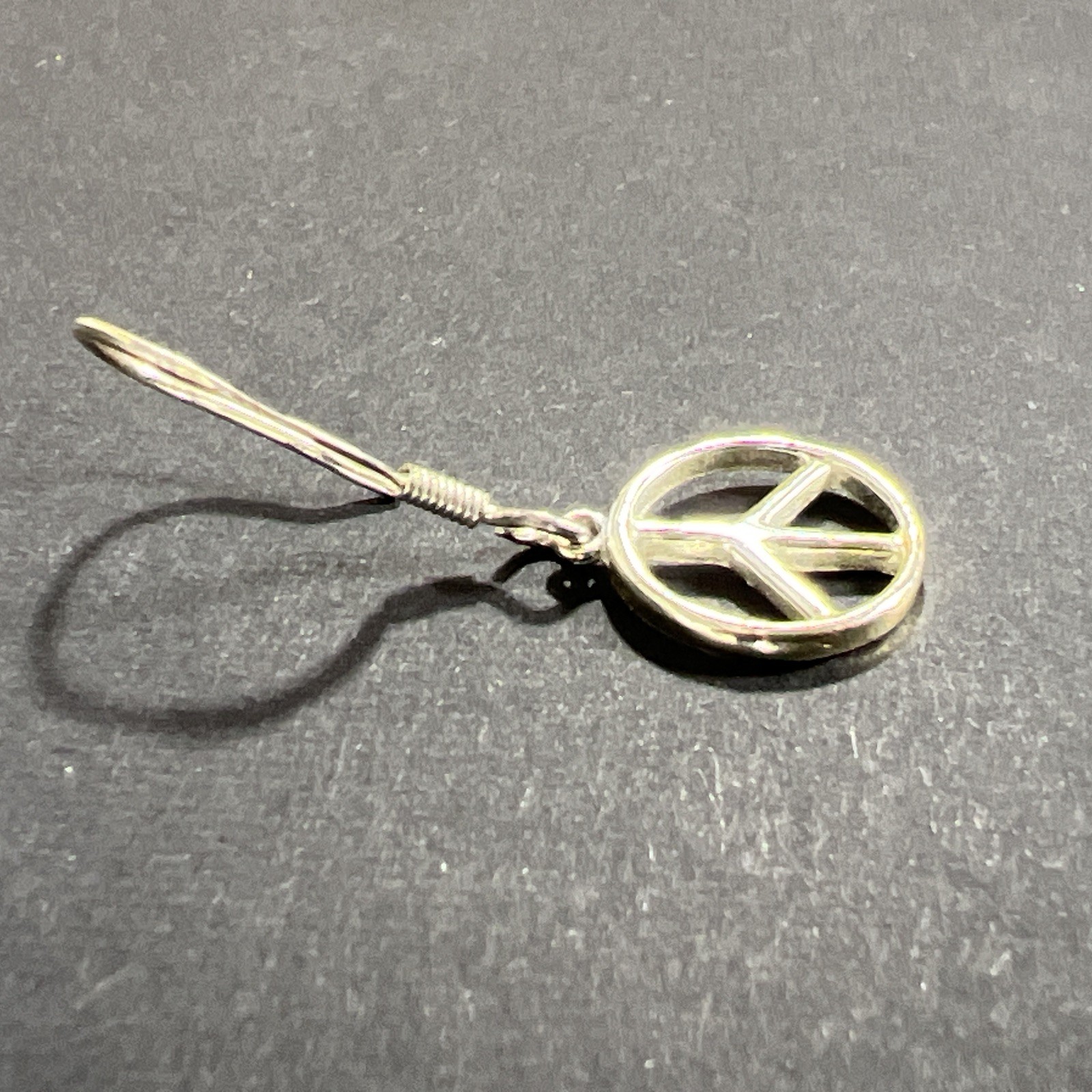 Peace Sign Symbol SINGLE Earring Dangle Drop Pendant Charm Sterling Silver 925
