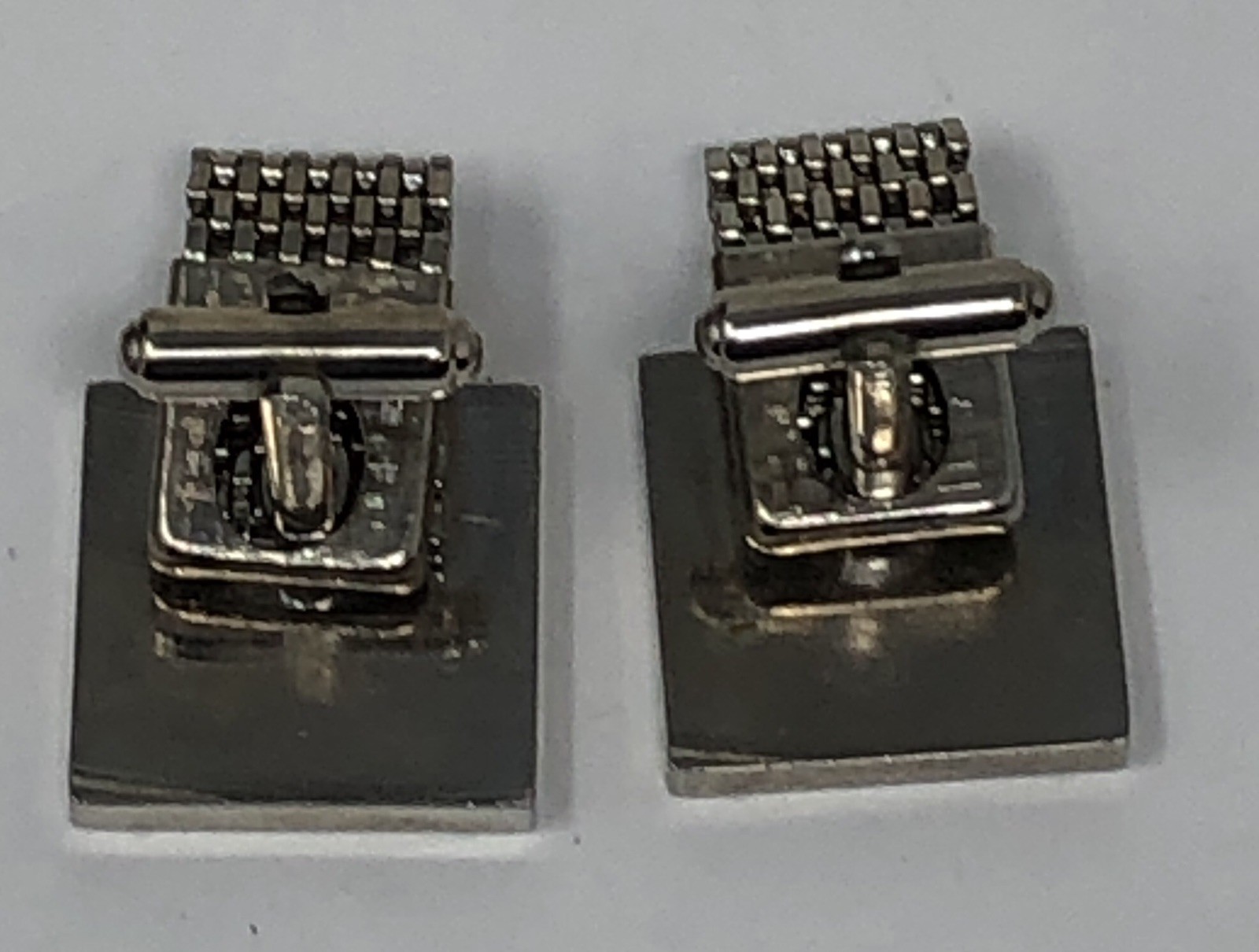 Hadley Cufflinks Wrap Around Silver Tone Mesh – Vintage