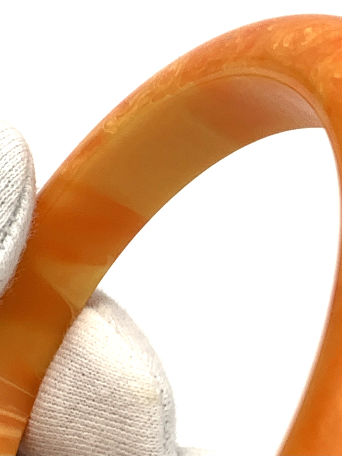 Vintage 12 mm Wide BAKELITE Bangle Bracelet Orange Marbled 29.3g 8″ IC