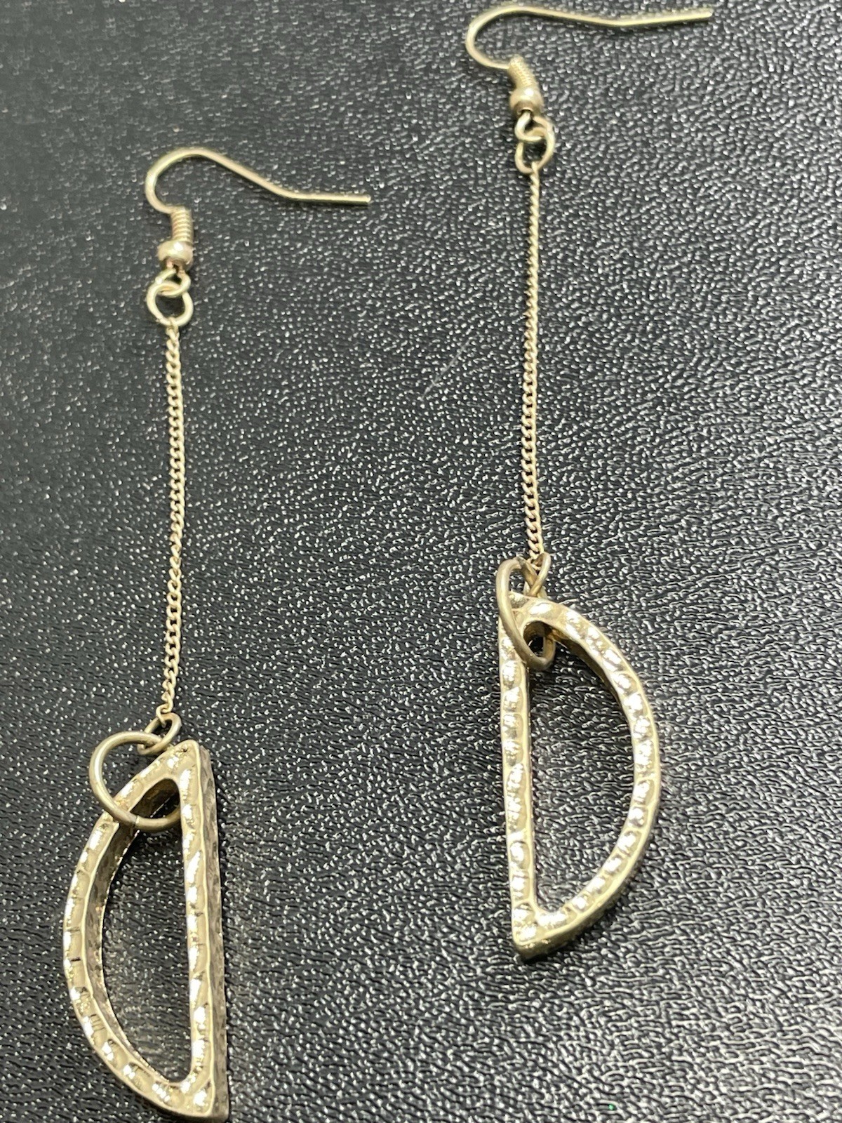 Vintage 4.2” Geometric Gold Tone Metal Chain Dangle Earrings