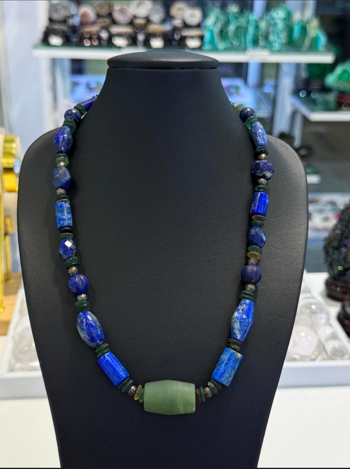Vintage Tibetan Style Old Lapis Lazuli Jade Necklace Handcrafted Silver