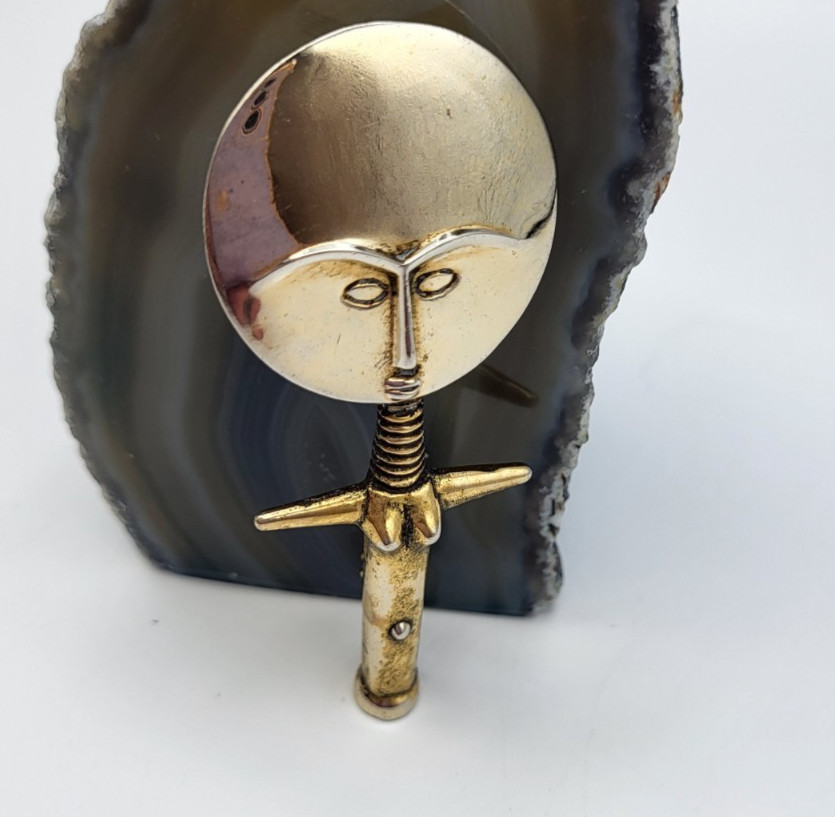 VTG. 70’s Signed Alva Museum Replicas Brooch/ Pin Ashanti Fertility Doll Goddess