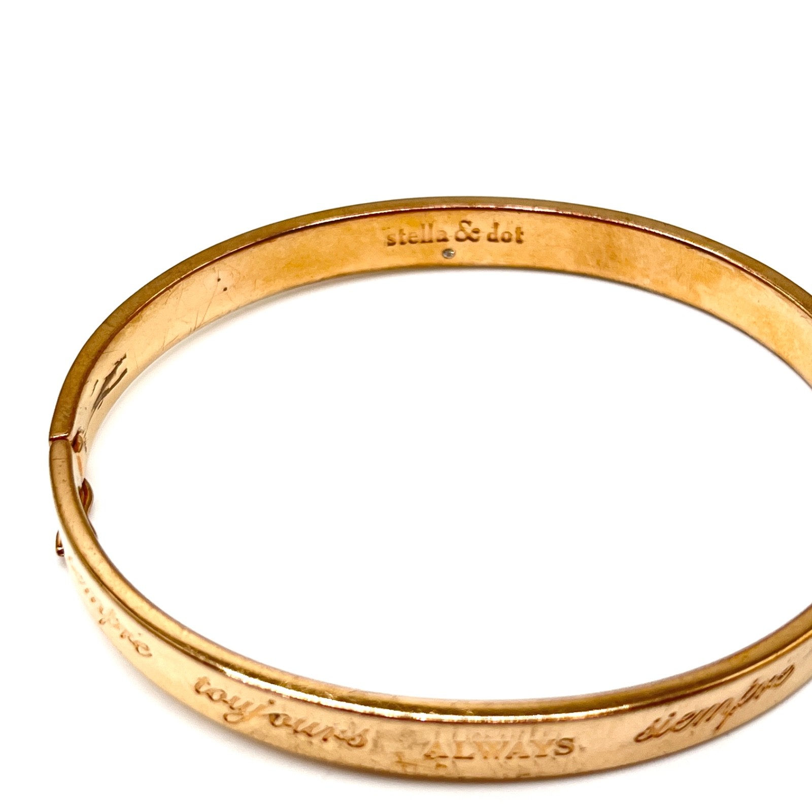 Stella And Dot Hinged Bangle Bracelet Engraved Always Be You Rose Gold Tone