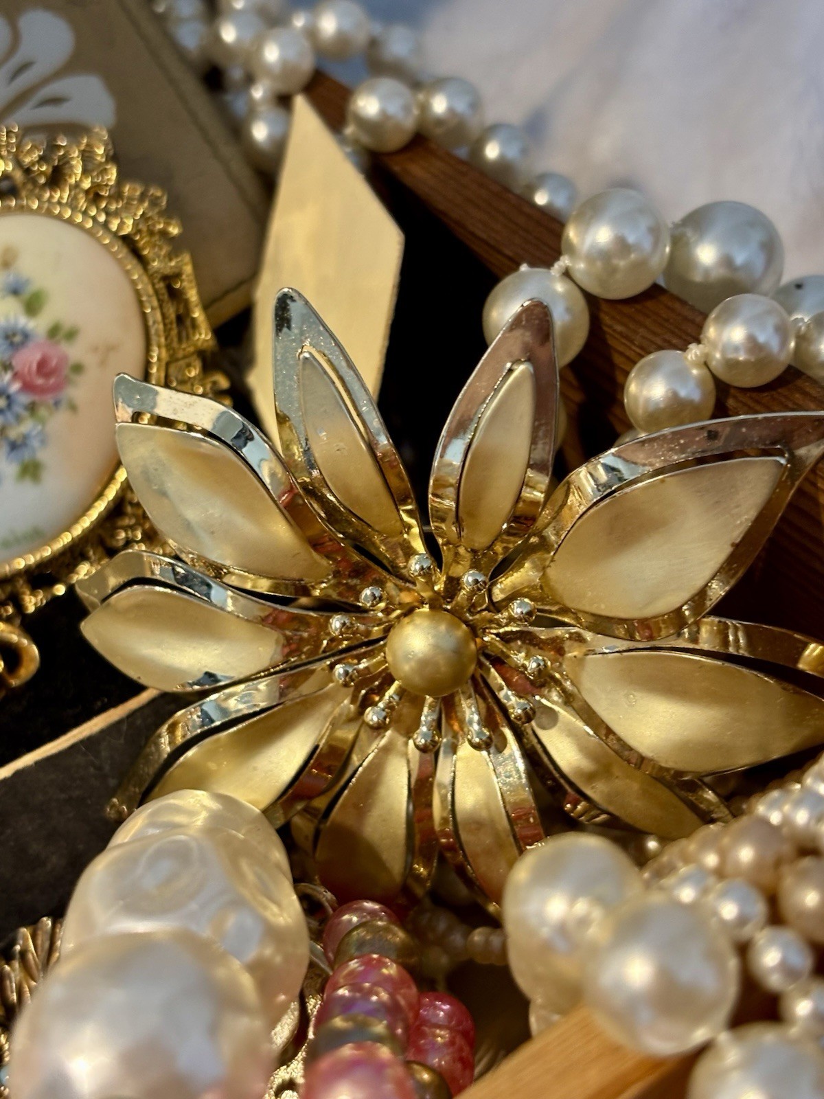 Romantic Estate Jewelry Lot Chest Sterling Gold Filled Pearls Hollycraft 1928