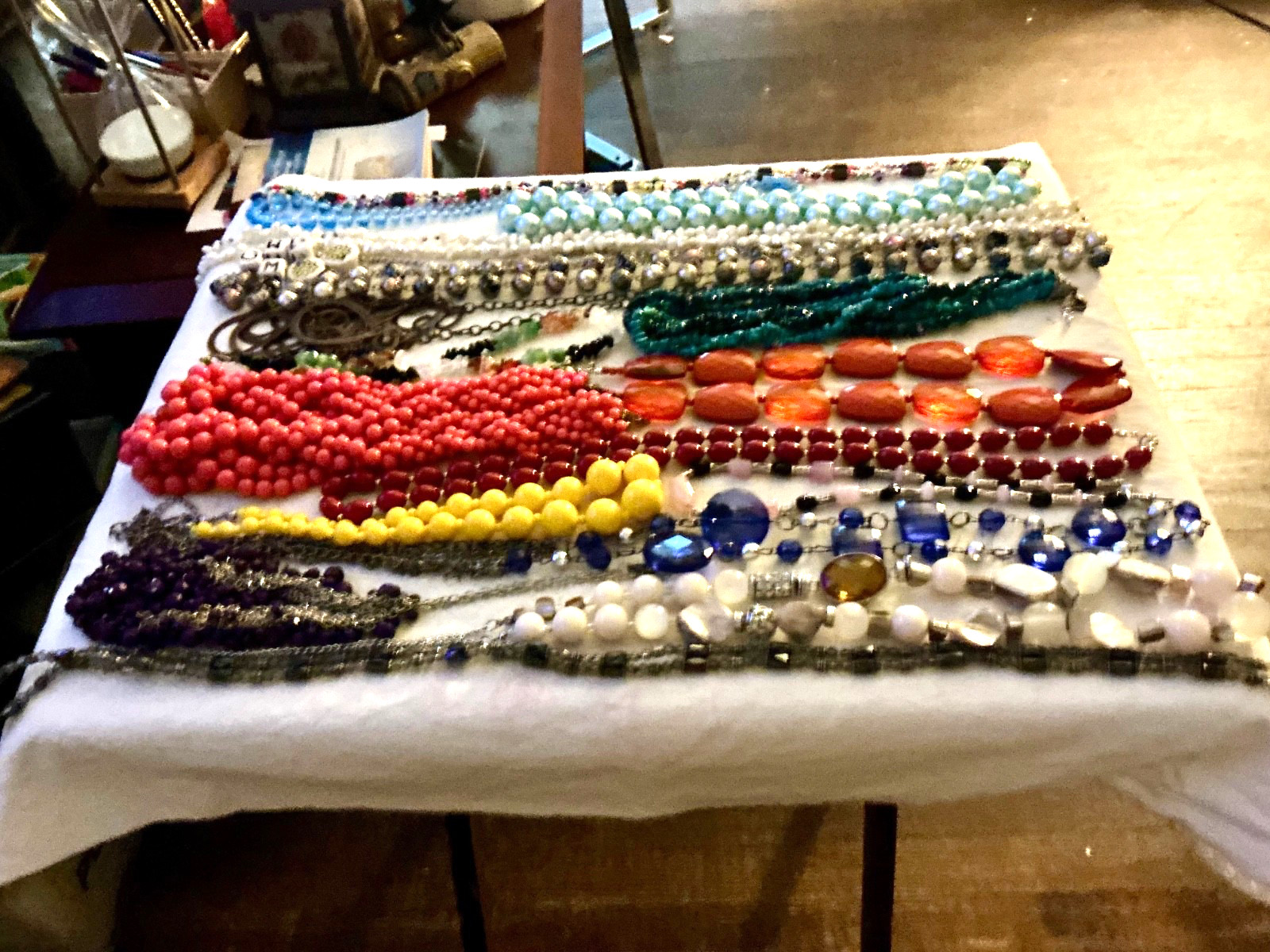 18 piece extra large colorful necklace lot some are vintage