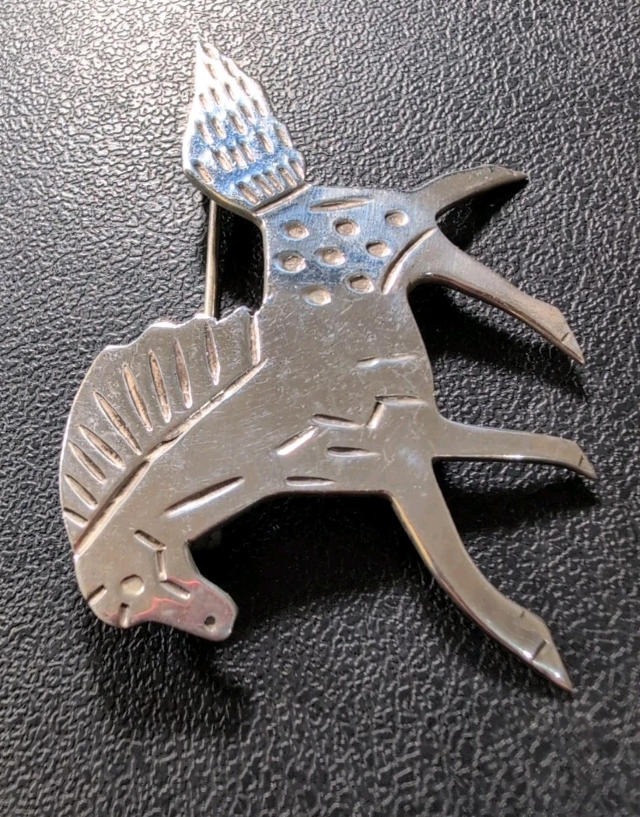 Running Spotted Hind Quarter Horse Brooch Mexico TT-28 925 Monte 12.4g 2.25″