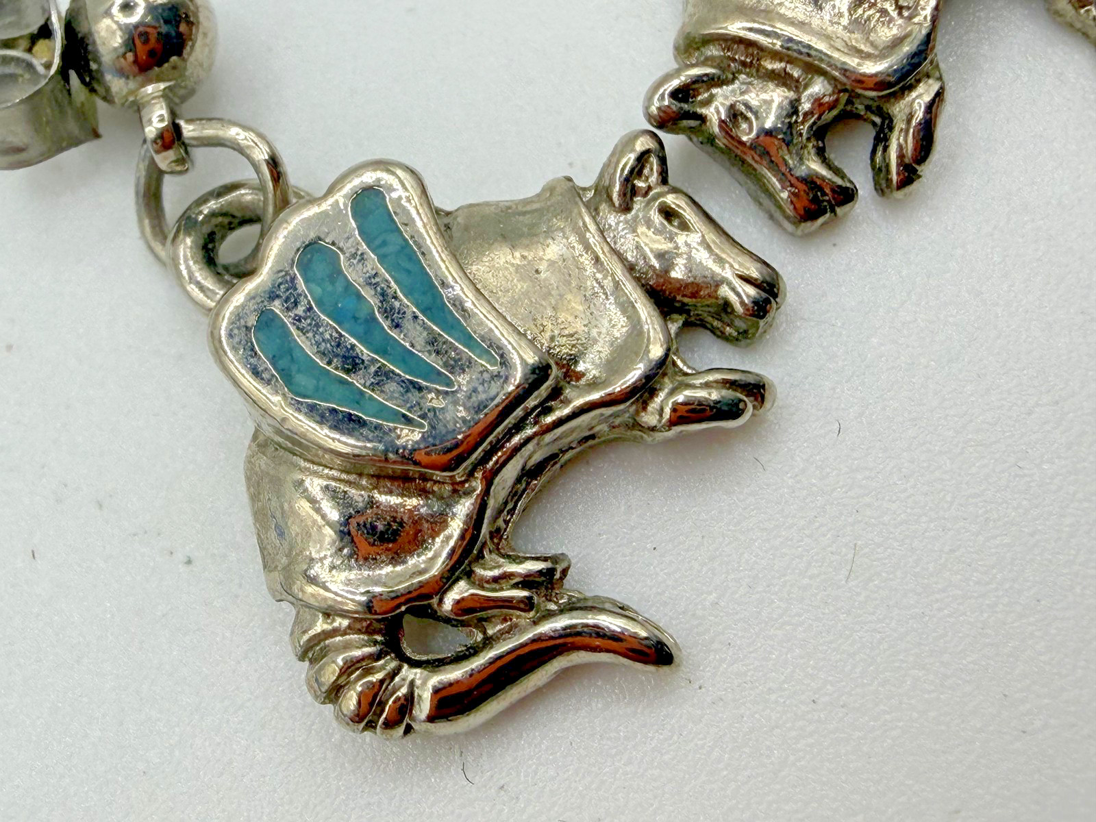 PEWTER ANIMAL DANGLE DROP EARRINGS WOMENS TURQUOISE INLAY POST SOUTHWESTERN