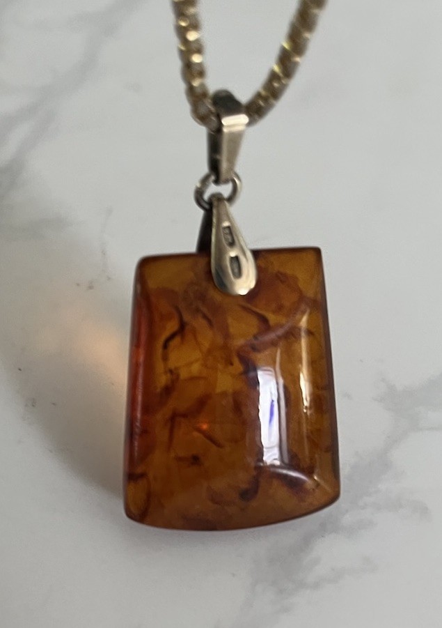 Vintage Soviet Honey Amber Beautifully Unique Pendant