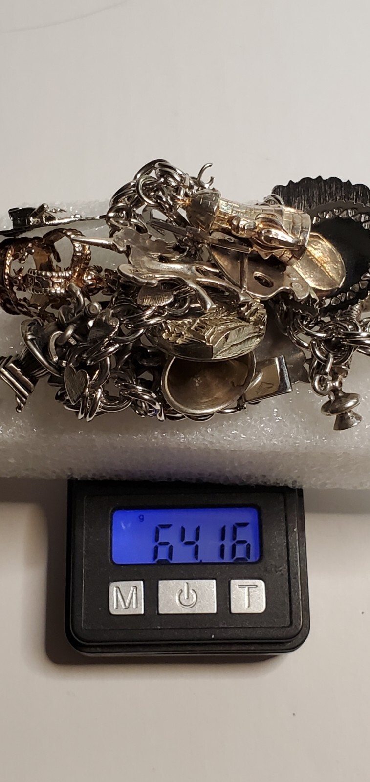 ELCO Sterling Silver 17 Charm Bracelet 64 grams – Bullhorn, Crown, Windmill