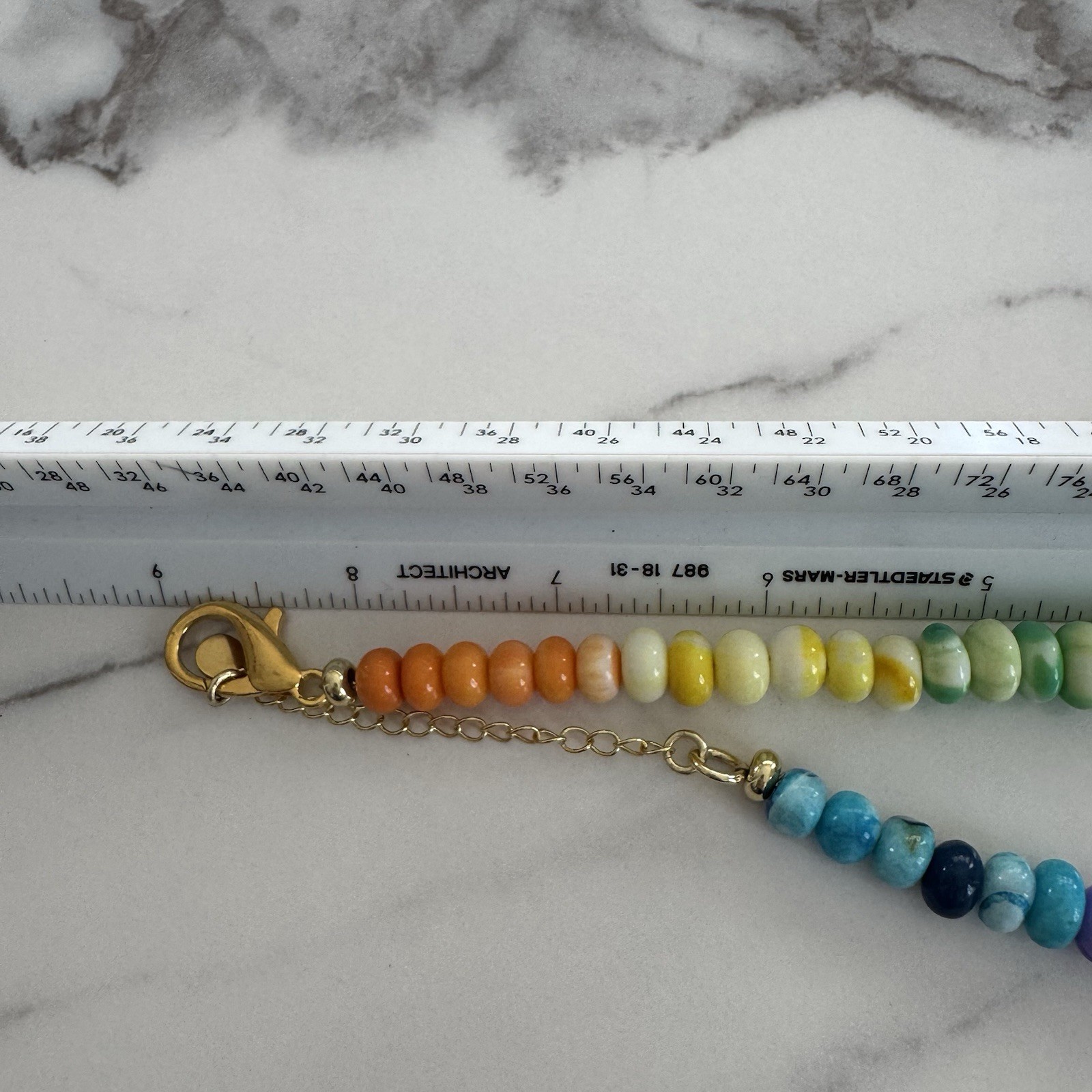 AC Rainbow Candy Collar Necklace Agate Opal Quartz Gemstone Beads 16” + 2” Ext