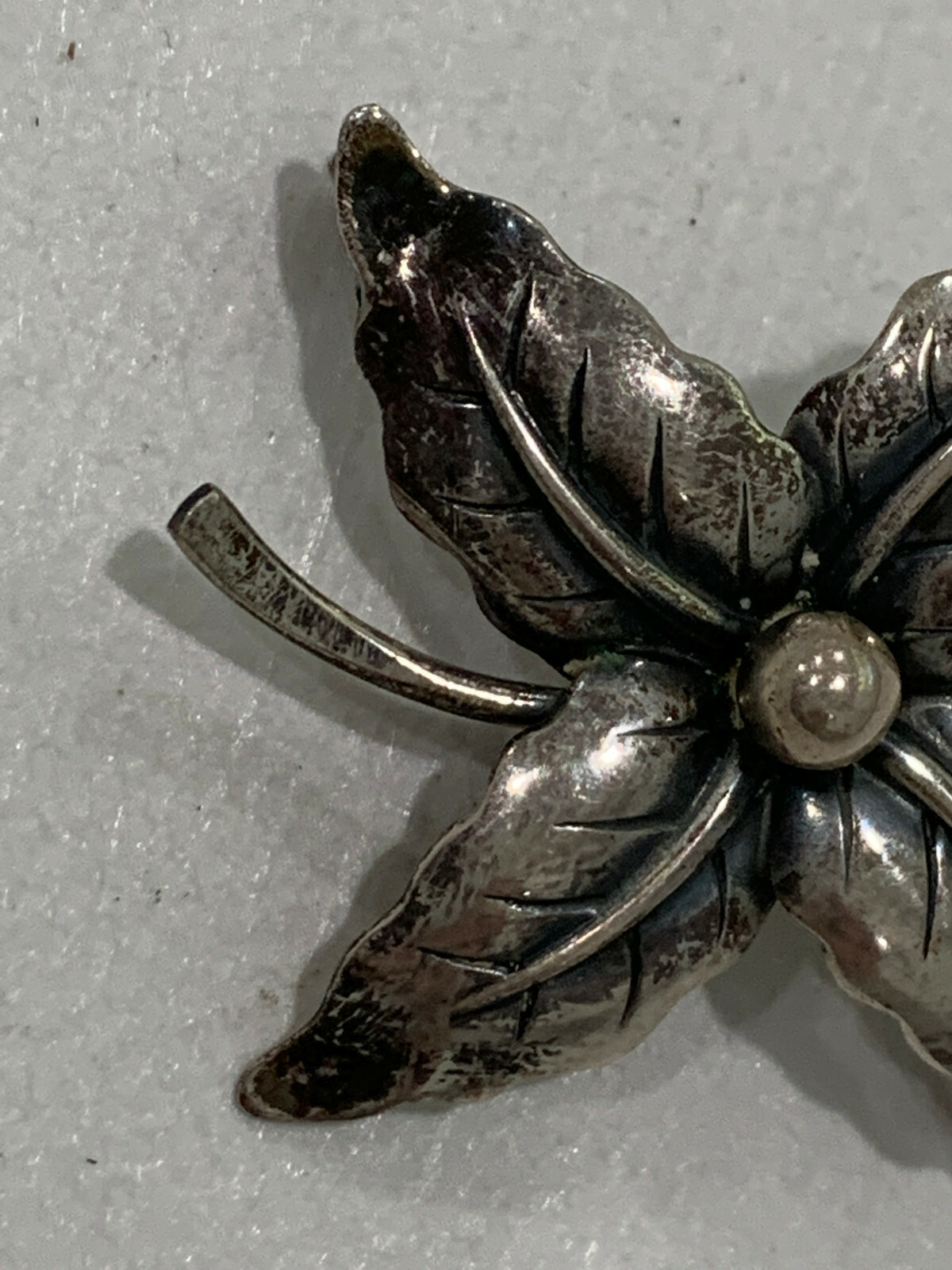 Vintage Danish Neils Erik NE From Signed Sterling Silver Flower Form Pin Brooch