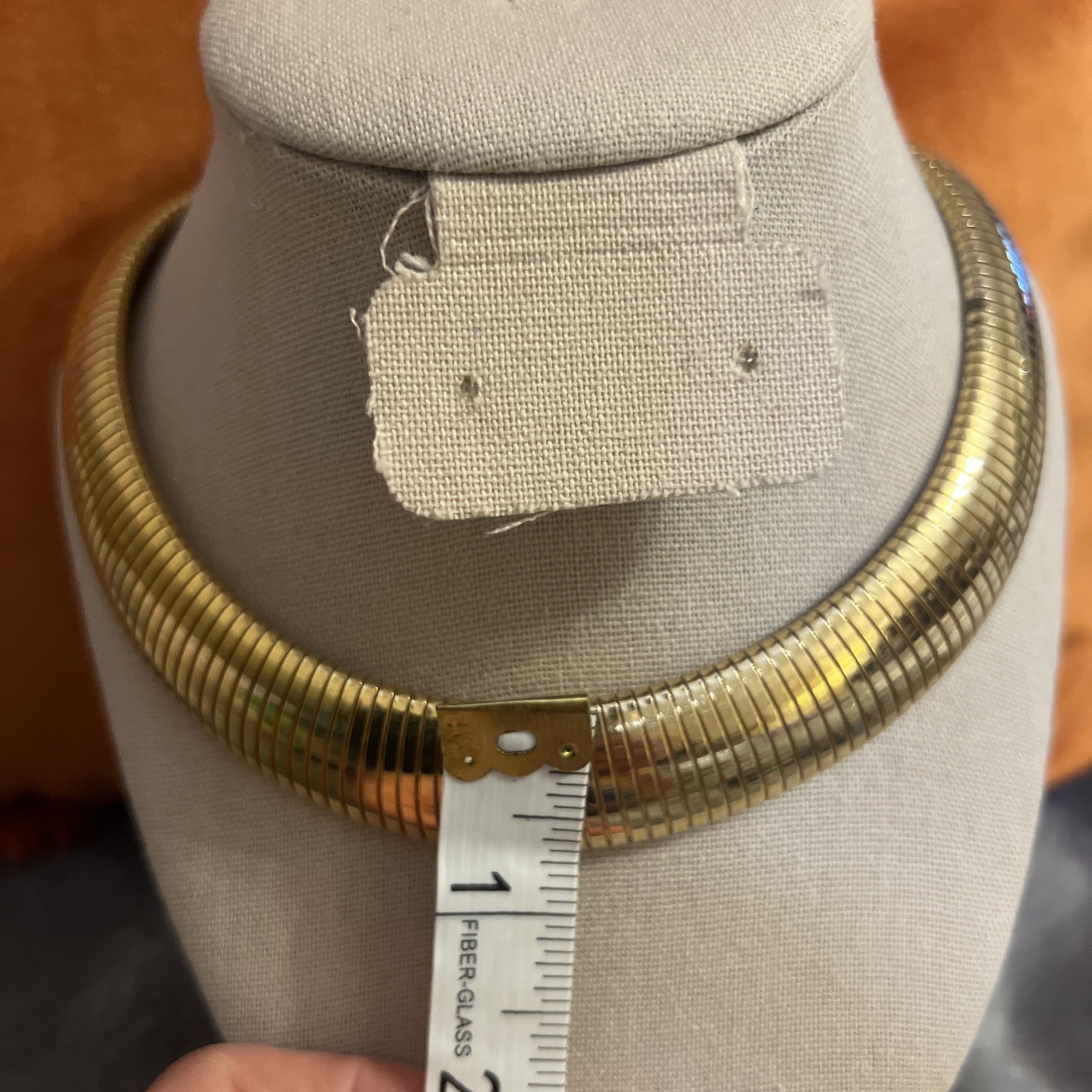 Vintage Gay BOYER Gold Tone Stretch Omega Collar Choker Necklace Unsigned