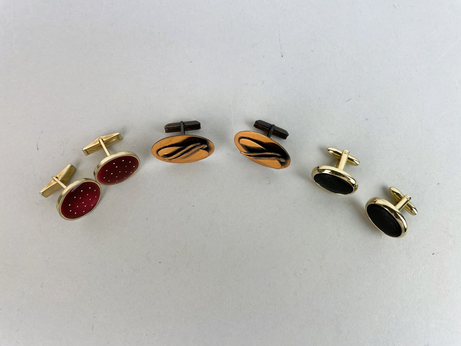 VTG LOT Of 3 Gold Plate metal cufflinks MIXED LOT, m5