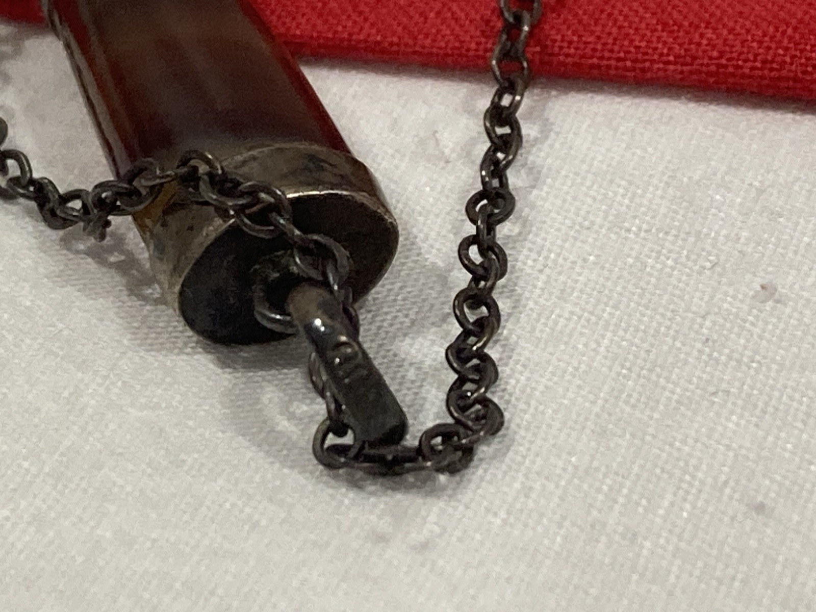 Vintage 900 Carved TORCH Shaped Agate Pendant Sterling Silver 925 Cable Necklace