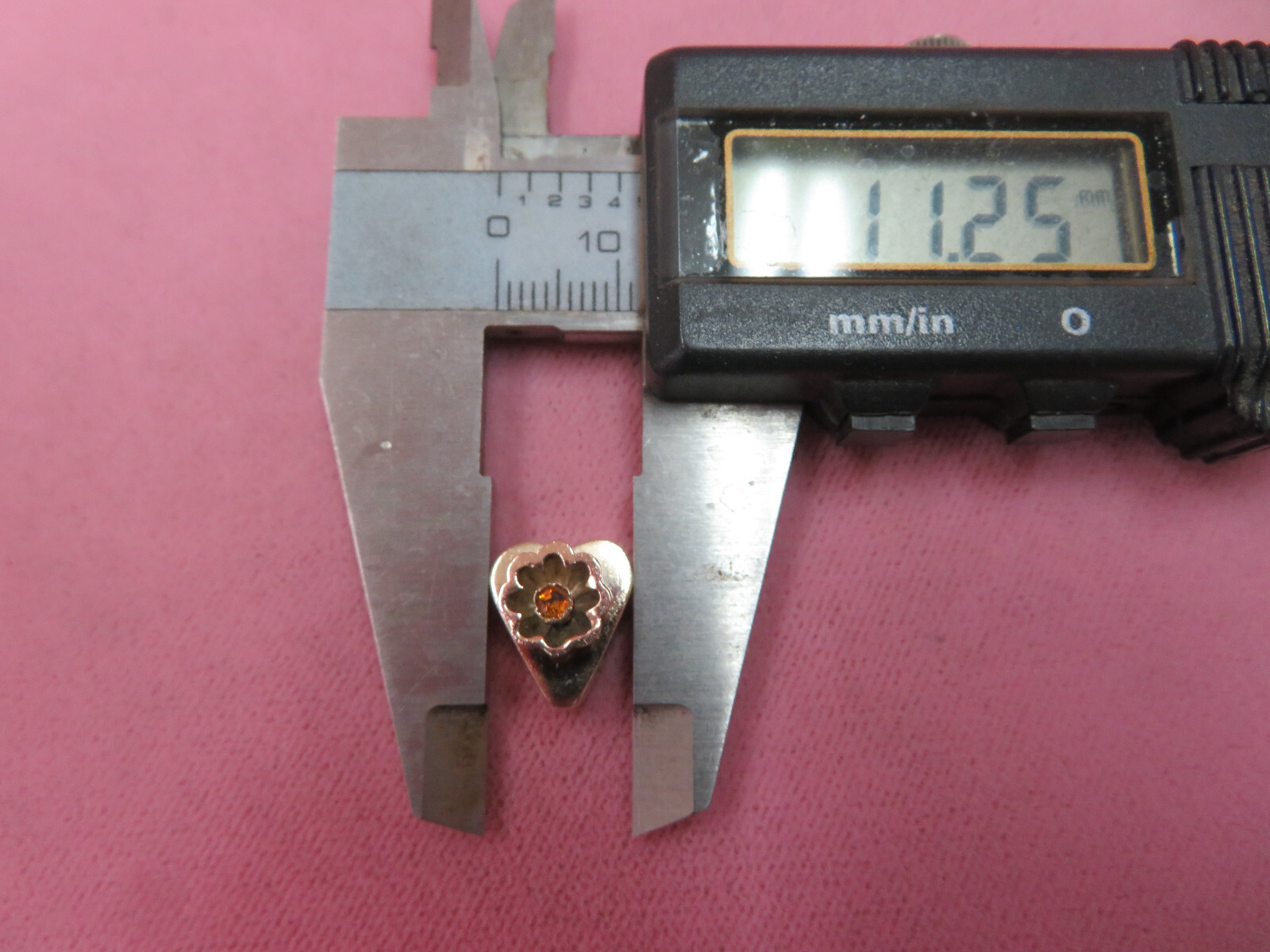 14K Solid Y. Gold Citrine Slide Charm for Bracelet 1.86 Grams