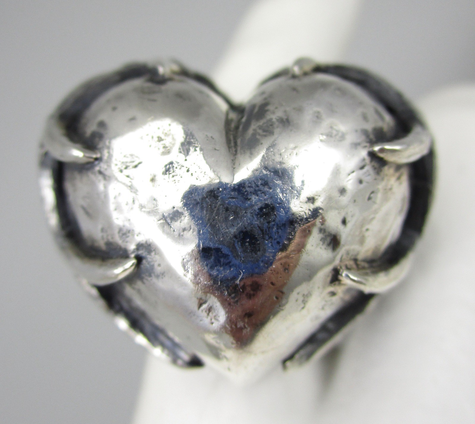  DIAN MALOUF STERLING SILVER SACRED HEART W/ THORNS STATEMENT RING SZ 6.5