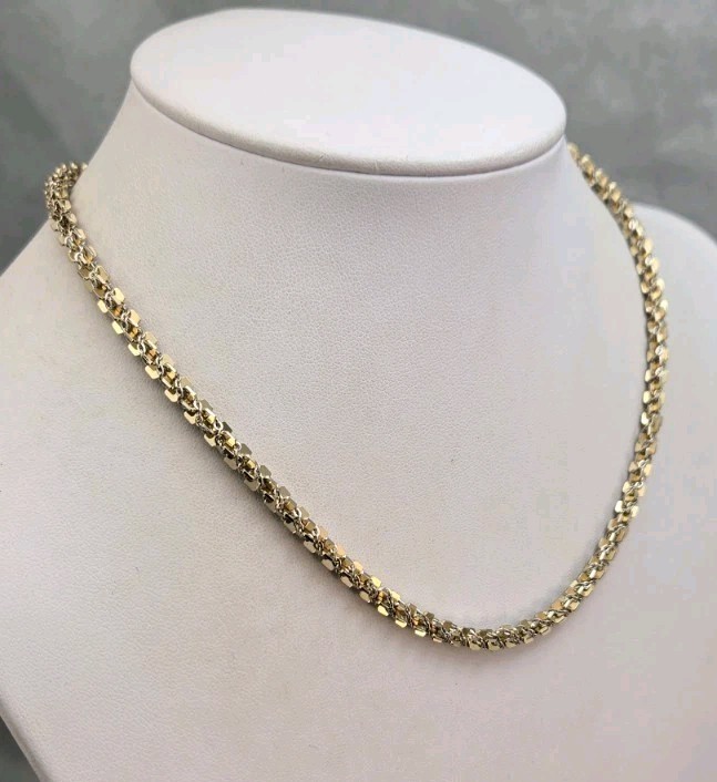 Mix Metal Multi Tone Twist Chain Linked Vintage 16.5 in Choker Necklace