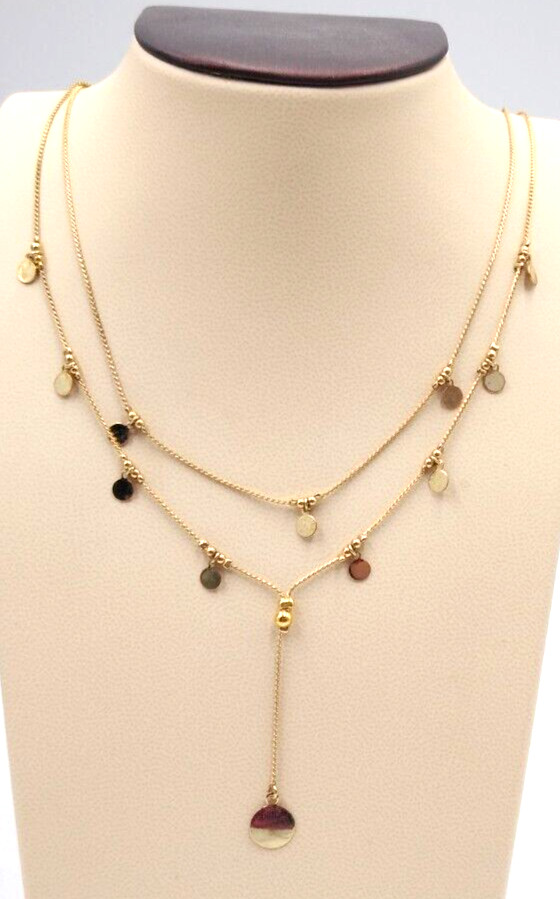J Lo Jennifer Lopez Gold Tone 18″ Double Strand Chain Necklace