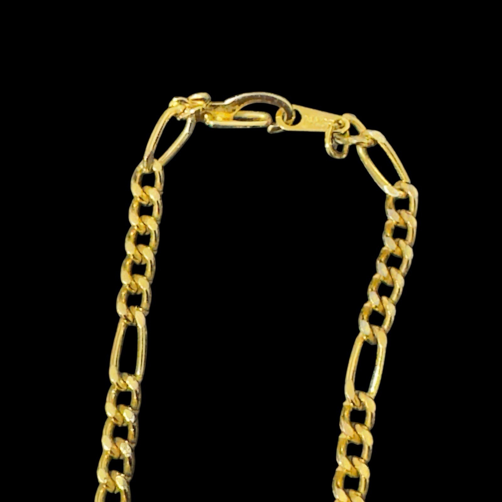 Vintage 14KGP Yellow Gold Plate Figaro Chain Necklace 20 Inch