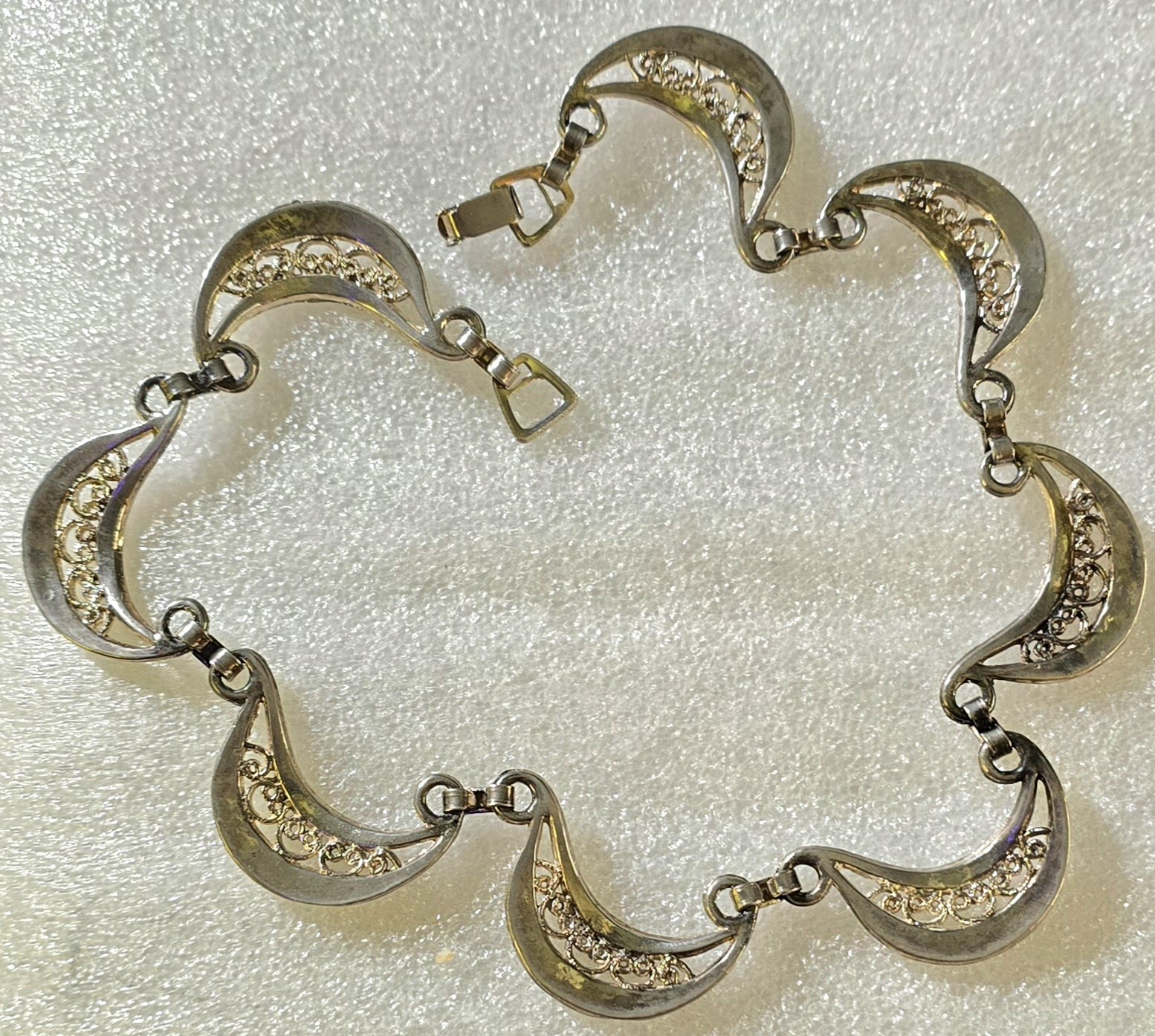 Vintage Etruscan Victorian Revival Curves Openwork Collar Link Necklace