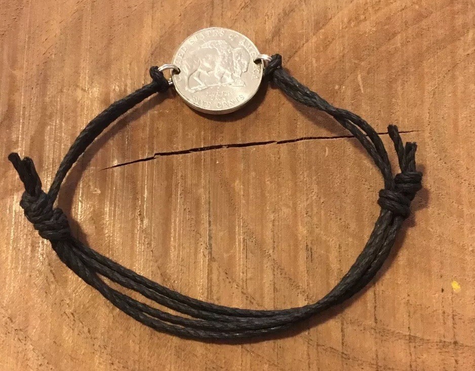 Adjustable Buffalo Bison Nickel Coin Jewelry BRACELET-Vintage-Antique-Hemp