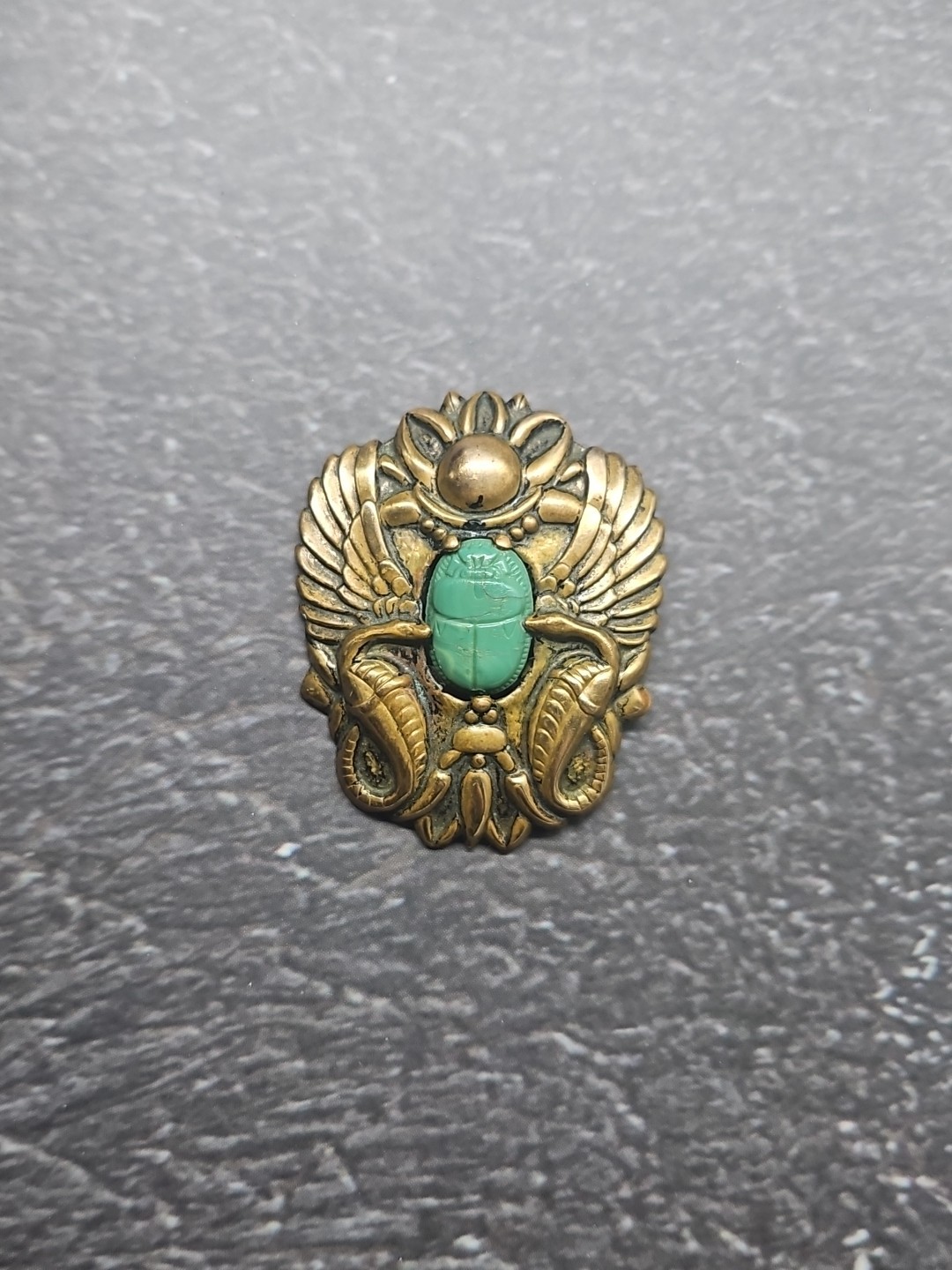 Vtg 1930s-1950s Rare Egyptian Revival Scarab Brooch Bond of Love