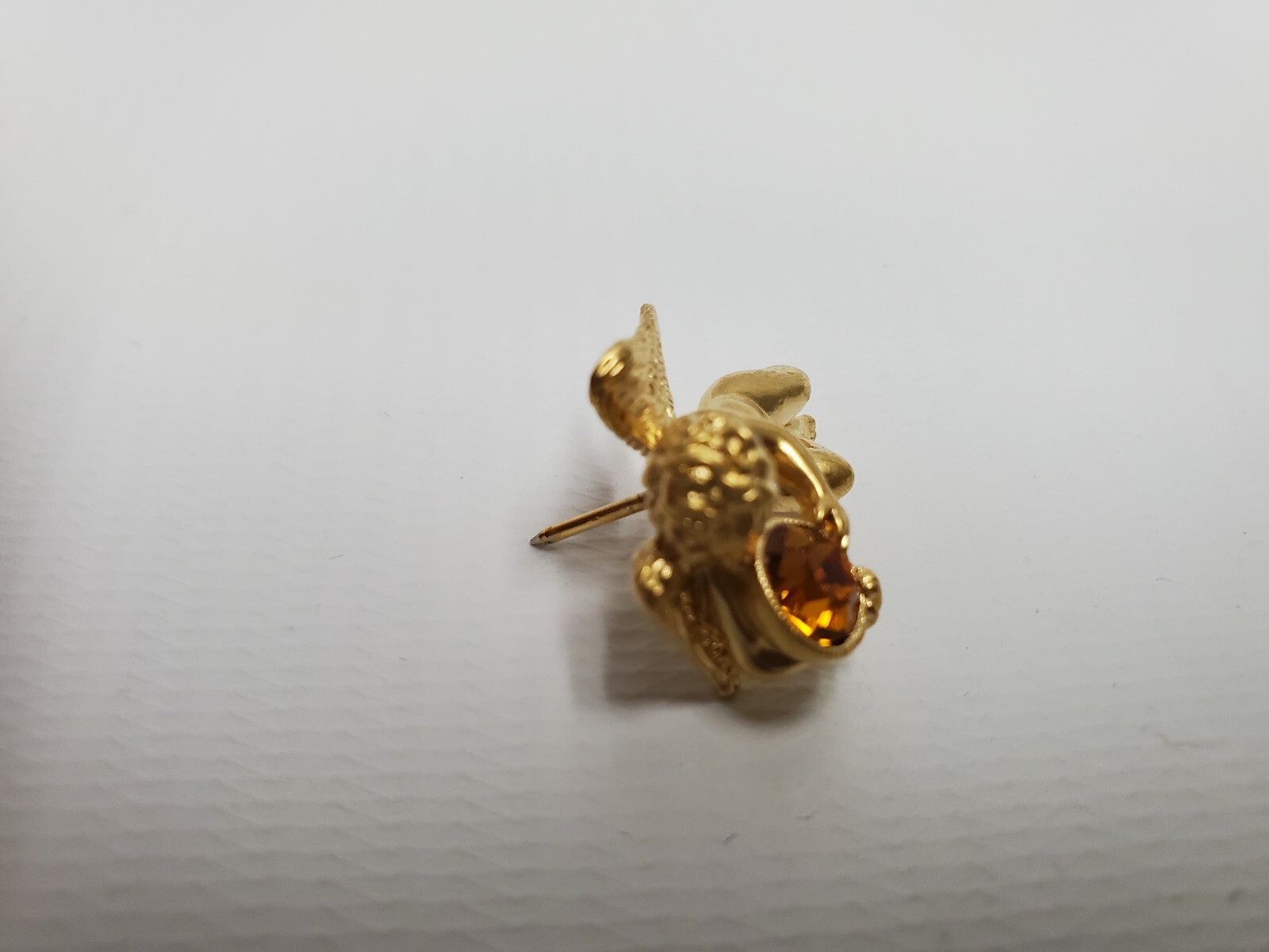 Vintage 1996 Avon Cherub Angel Lapel Pin Gold Tone Yellow November Birthstone