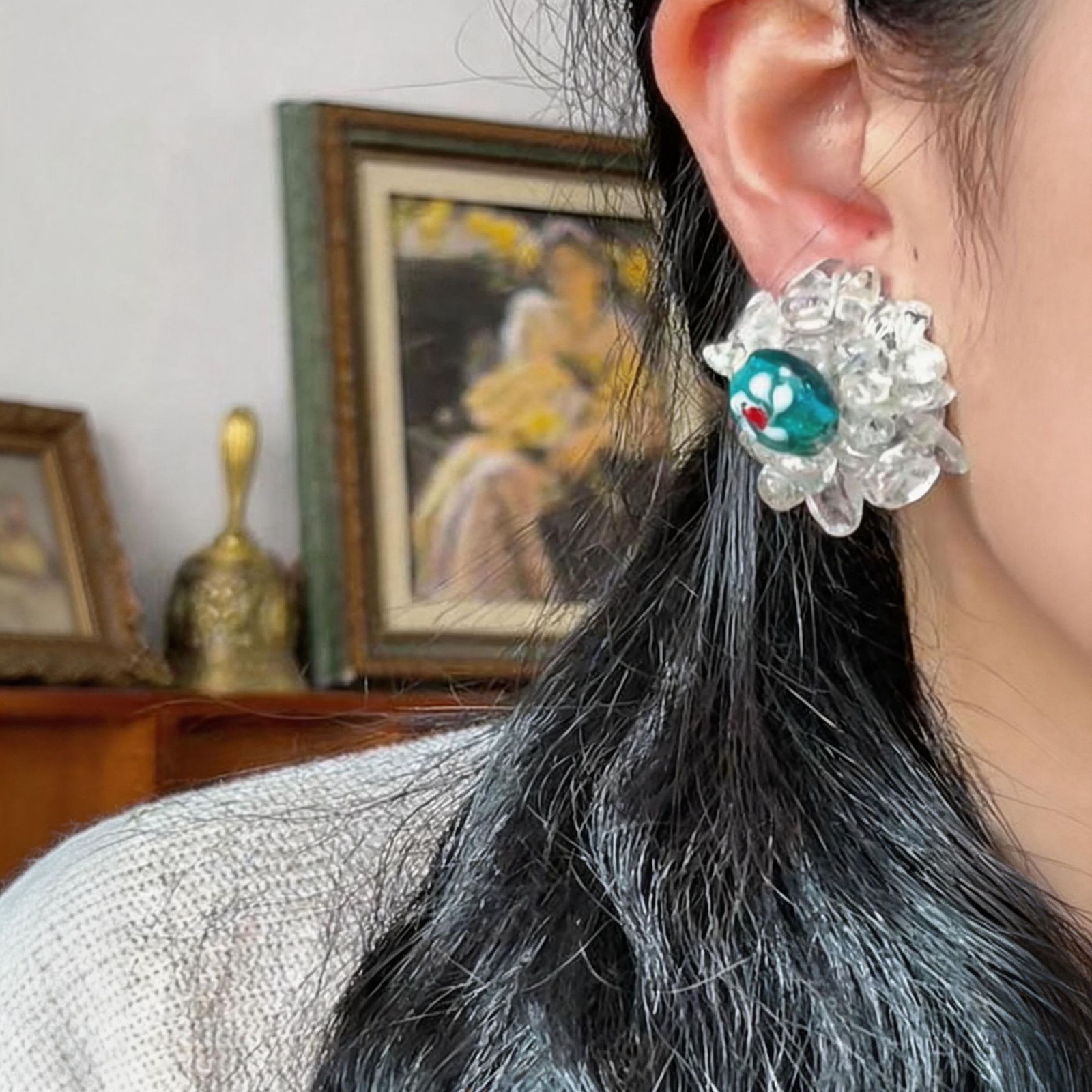 2PCS Chic Retro Relief Earrings Gold Tone Mixed Styles Daily Accessory Gift