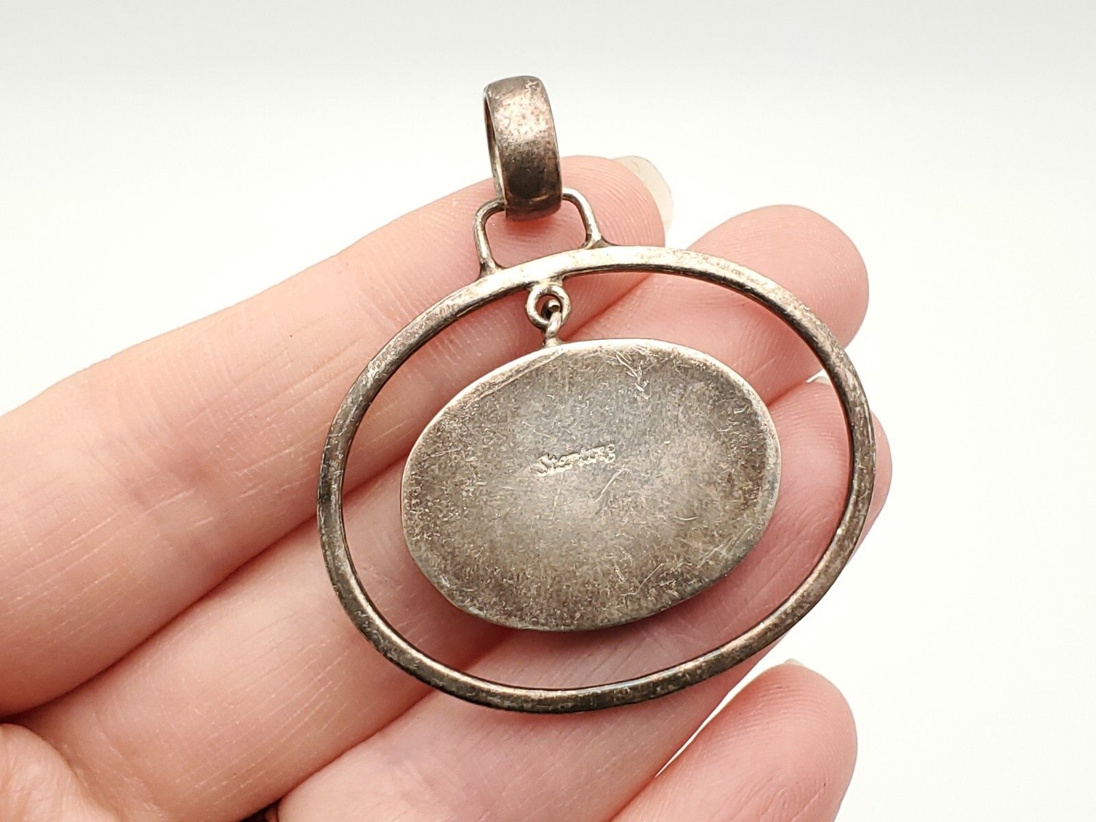 Vintage Navajo Mother of pearl Opal Inlay Native American Pendant for Necklace