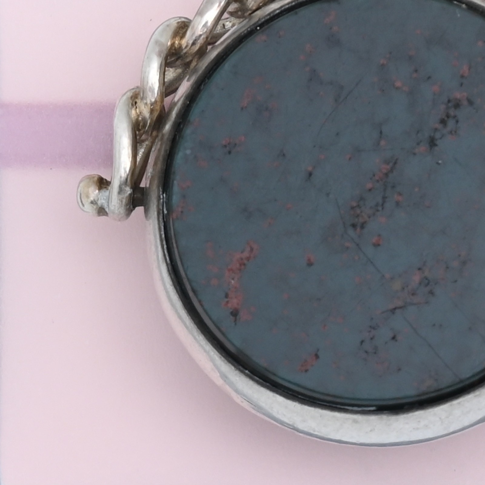 Antique Victorian Spinner Bloodstone Carnelian Sterling Silver Fob Charm Pendant