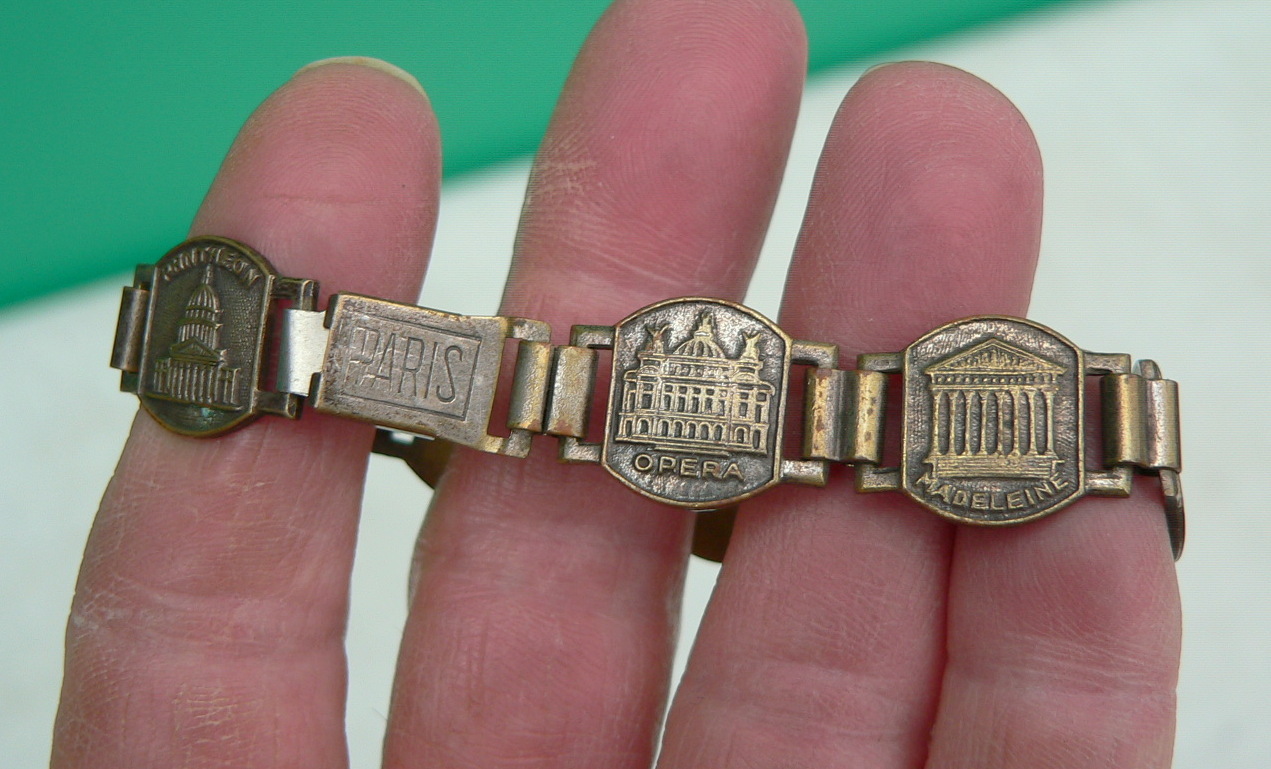 WWII Era Bracelet Souvenir PARIS France Historical Landmark Scene 1940s