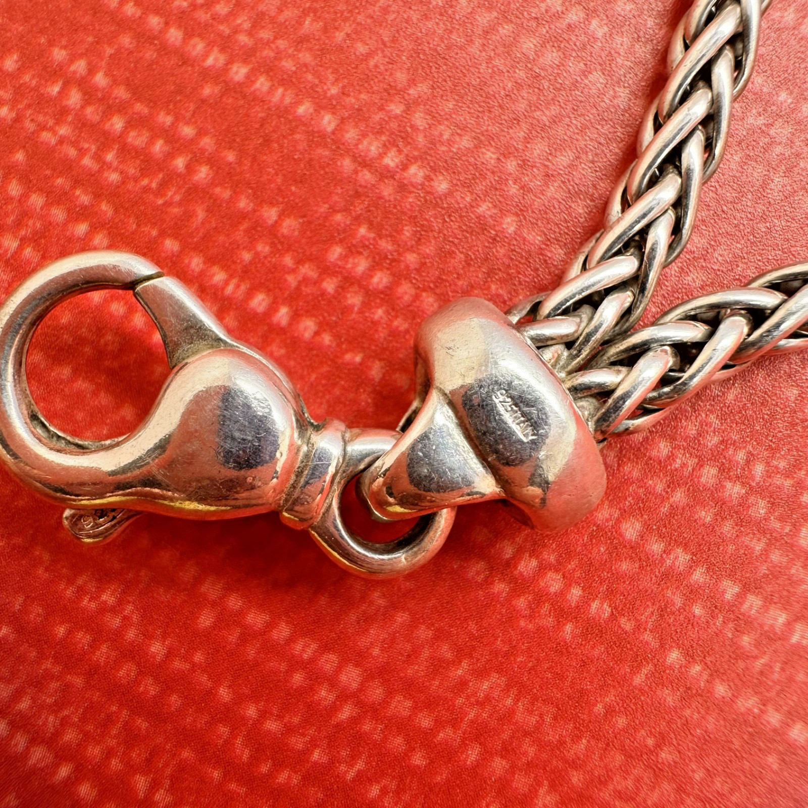 VINTAGE DESIGNER PR EX ITALY MODERNIST STERLING SILVER DOUBLE WHEAT BRACELET