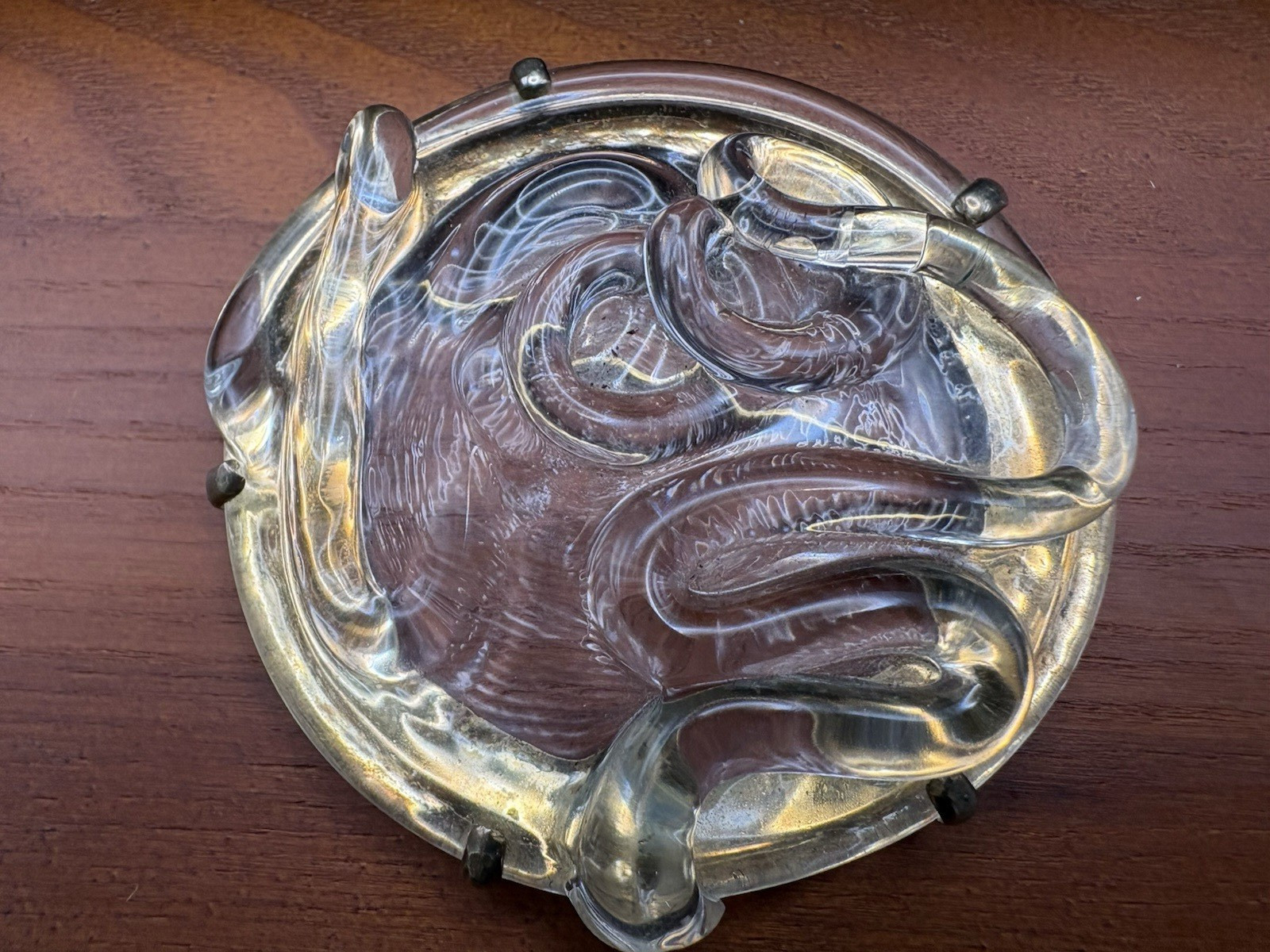 Mariquita Masterson Modernist Clear Art Glass Sterling Silver BIG Brooch Pin