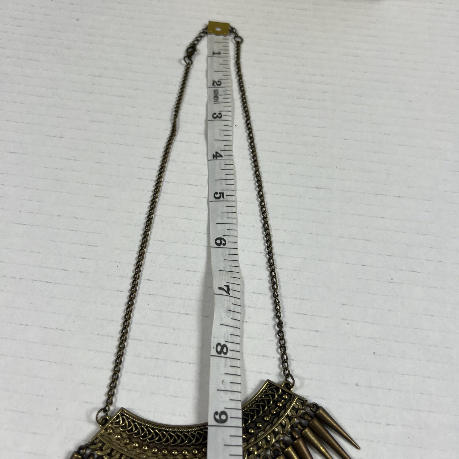 Bronze Tone Fringe Bib Necklace adjustable