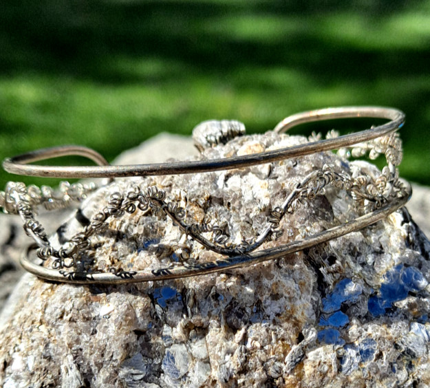 MCM Cuff Bracelet silver twisted wire bracelet