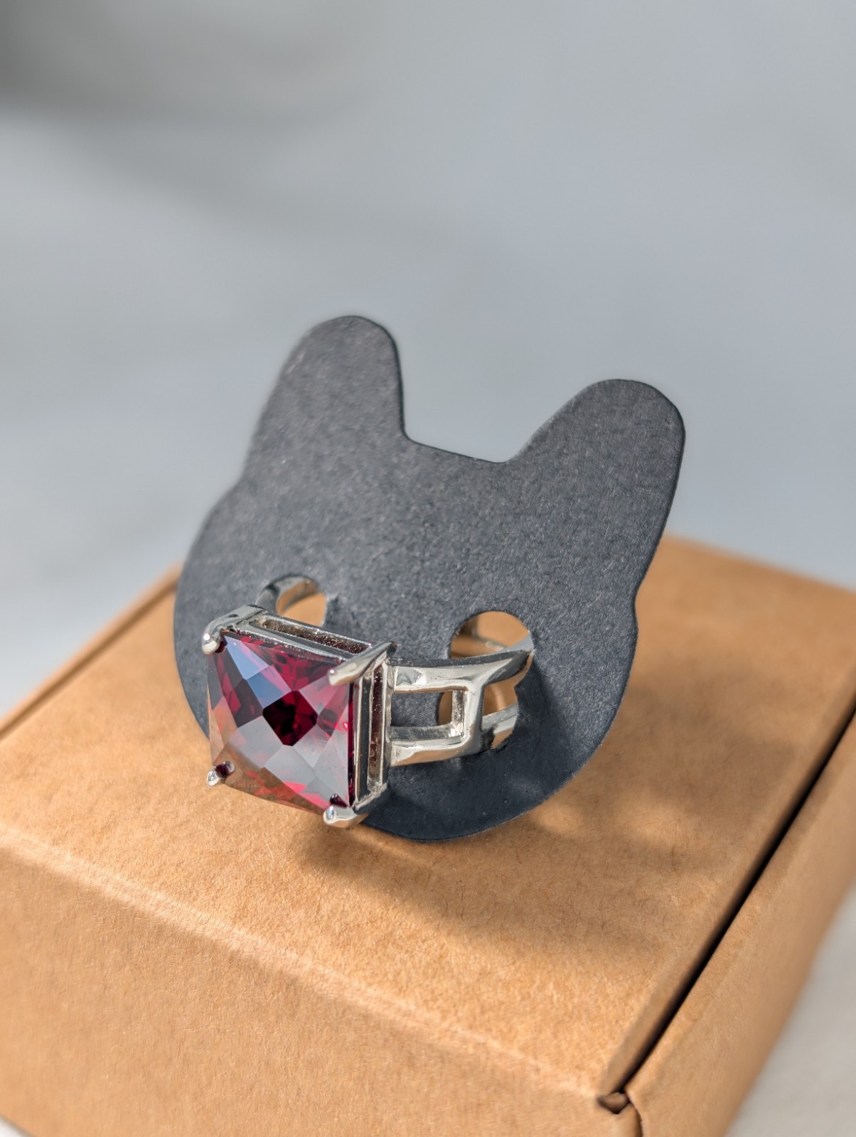 Sterling Silver 7Grams DBJ Dee Berkley Jewelry Garnet Red CZ Square Cut Ring S8