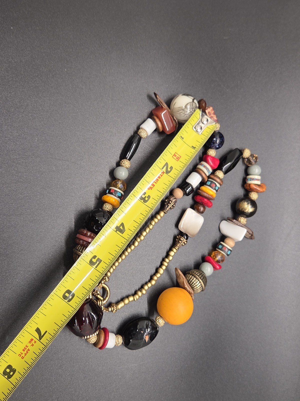 VTG Boho Necklace Artisan Glass Ceramic Lucite Stone Wood Fun Festival Beads 28″