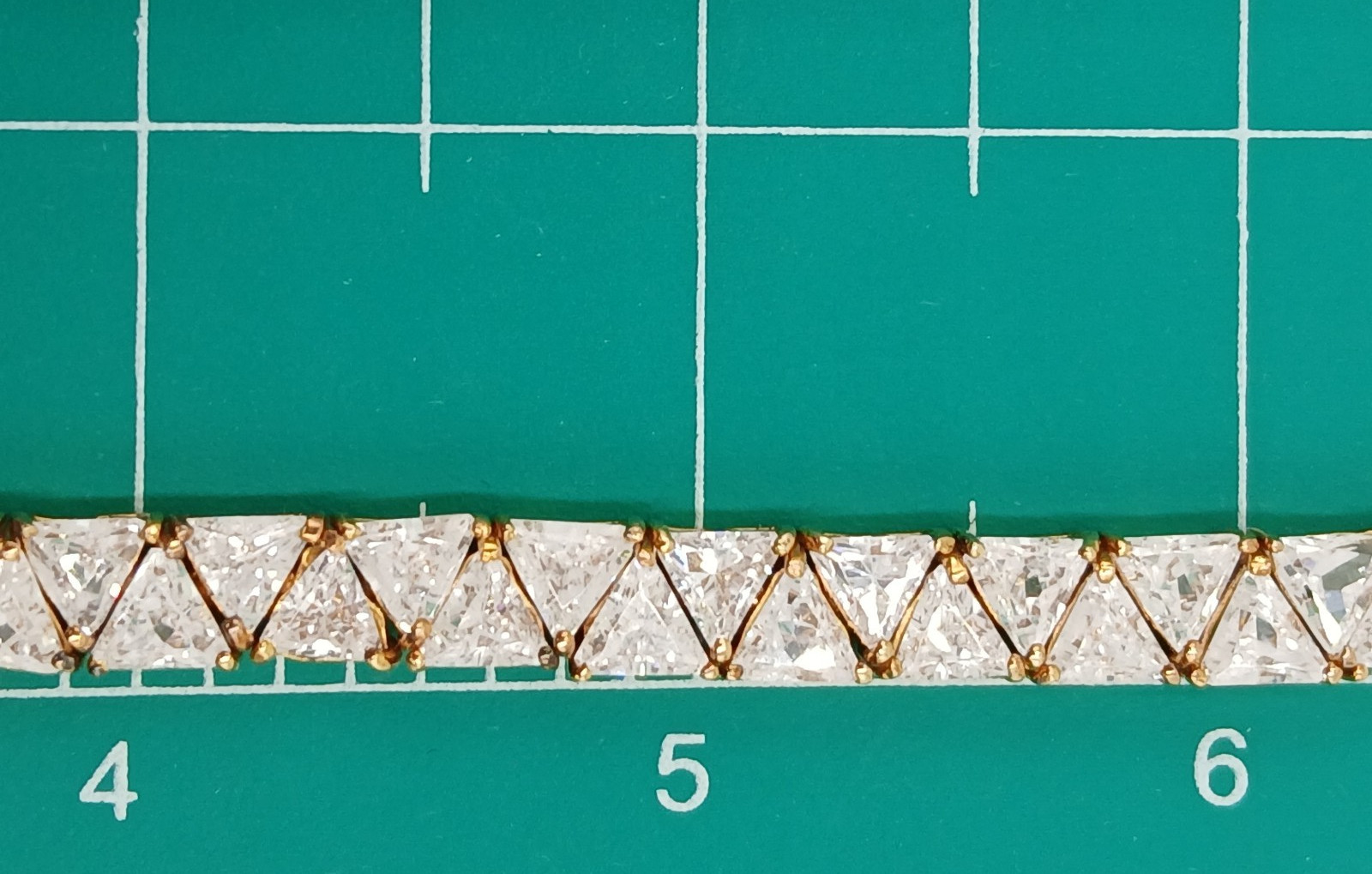 VTG 925 GL Trillion Cut Tennis Bracelet 7in Sterling Silver Vermeil 25gtw CZ