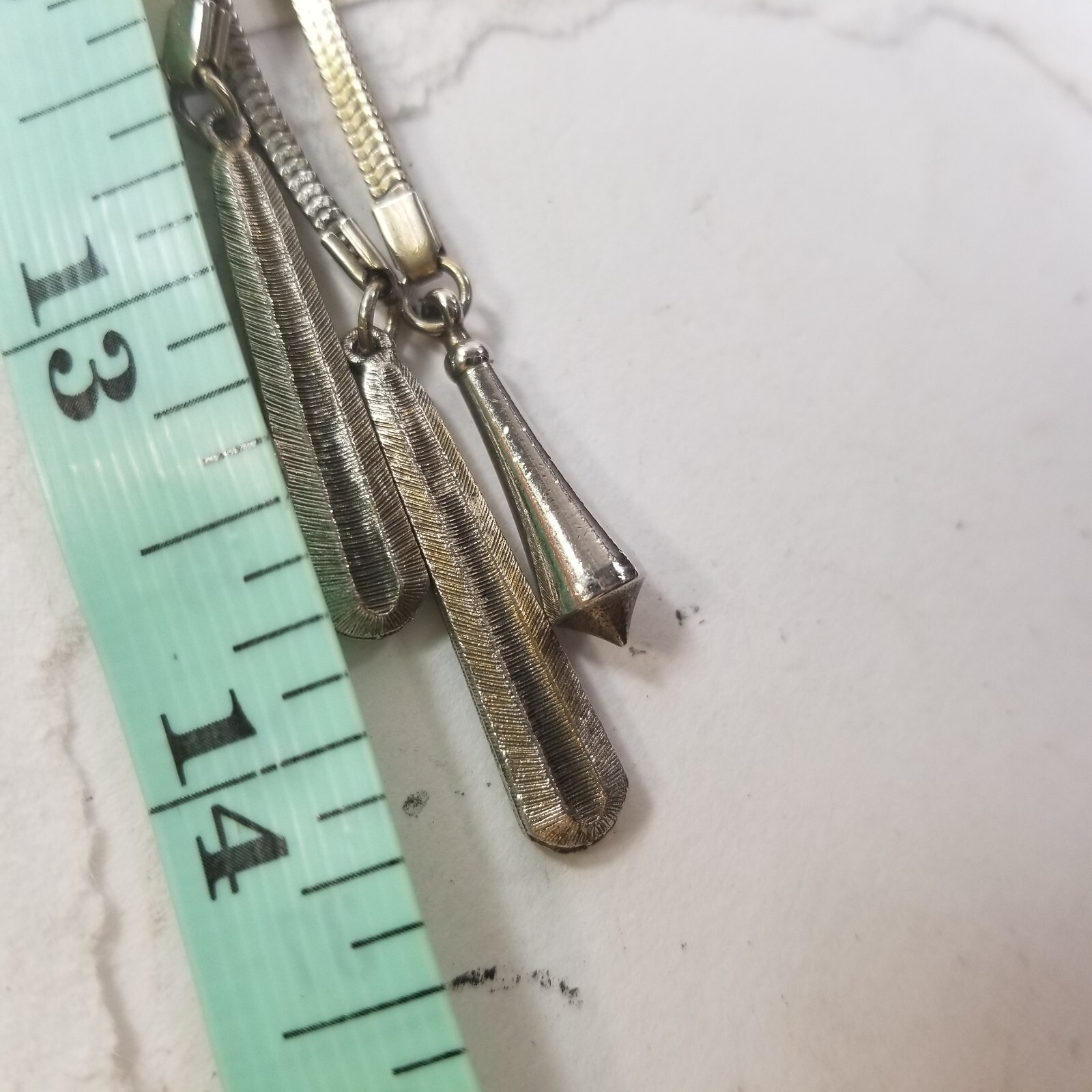 Vintage Silver Tone Rhinestone Oval Slide Pendant Necklace Lariat Bolo