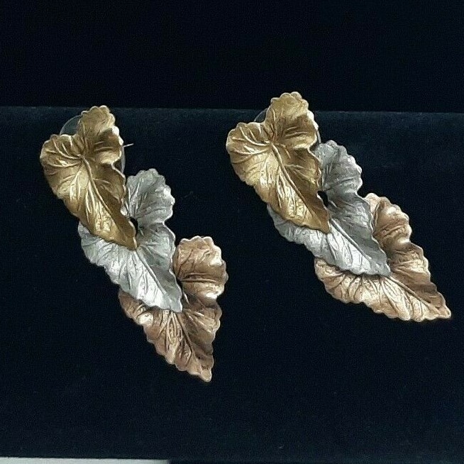 Vintage 2″ Tri-color Drop Dangle Earrings Simple Elegant Daily Use Formal