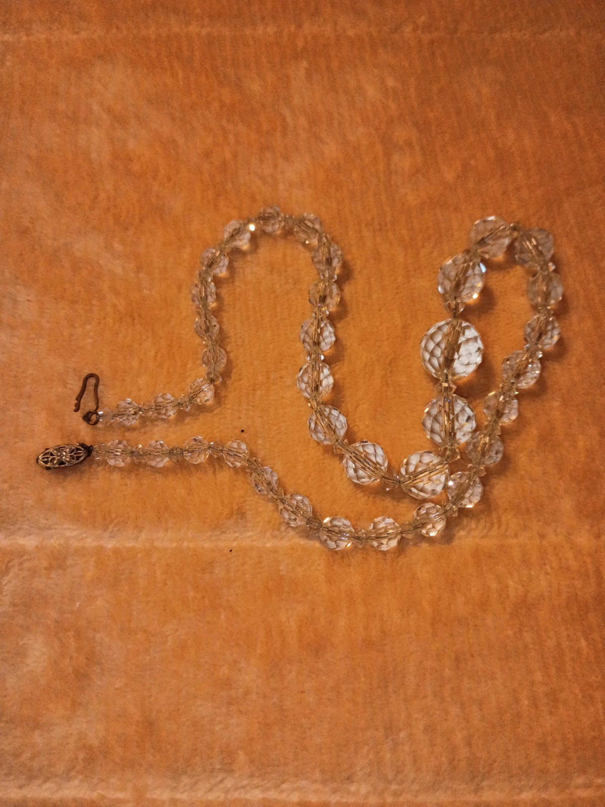 Vintage Rock Crystal Bead Sterling Necklace 18″Long Beautiful