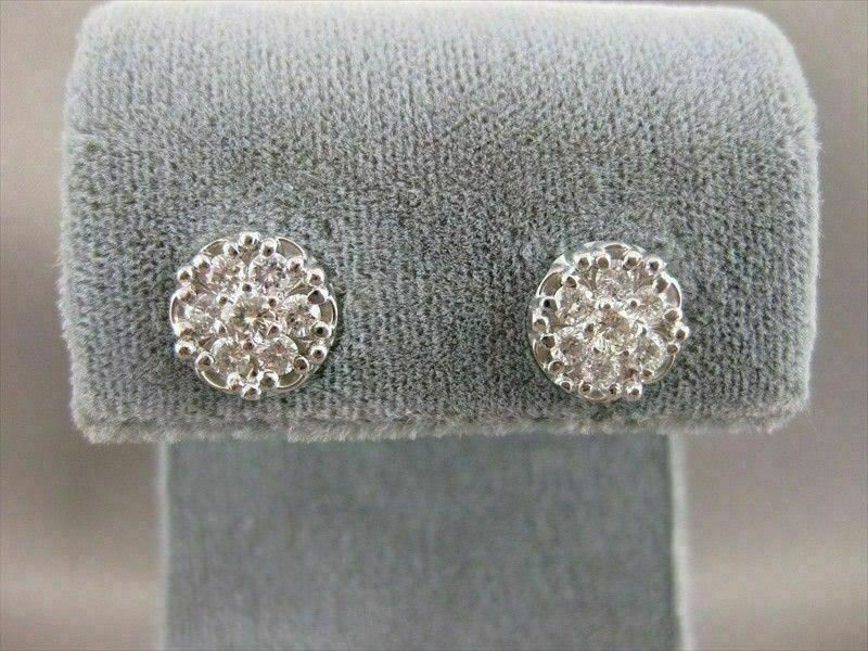ESTATE .93CTW DIAMOND FLOWER CLUSTER 14K WHITE GOLD EARRINGS F/G VVS/VS #10320