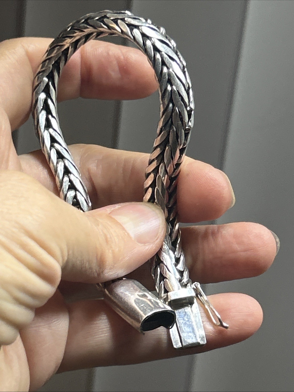 41. Vintage 925 Sterling Wheat Link Chain Bracelet 8″, but fit 7 1/8″ , 54.2g