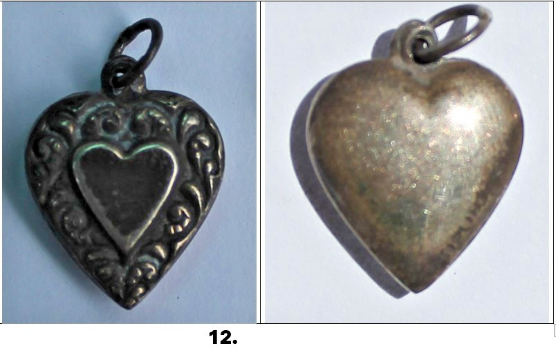 Vintage 1940s Sterling Silver Puffy Heart Charms WWII Sweetheart CHOOSE ONE
