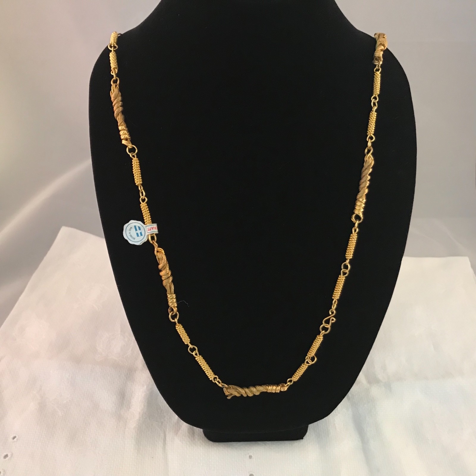 1970’s Handmade Greek Gold Plated Wire Wrapped Necklace NOS