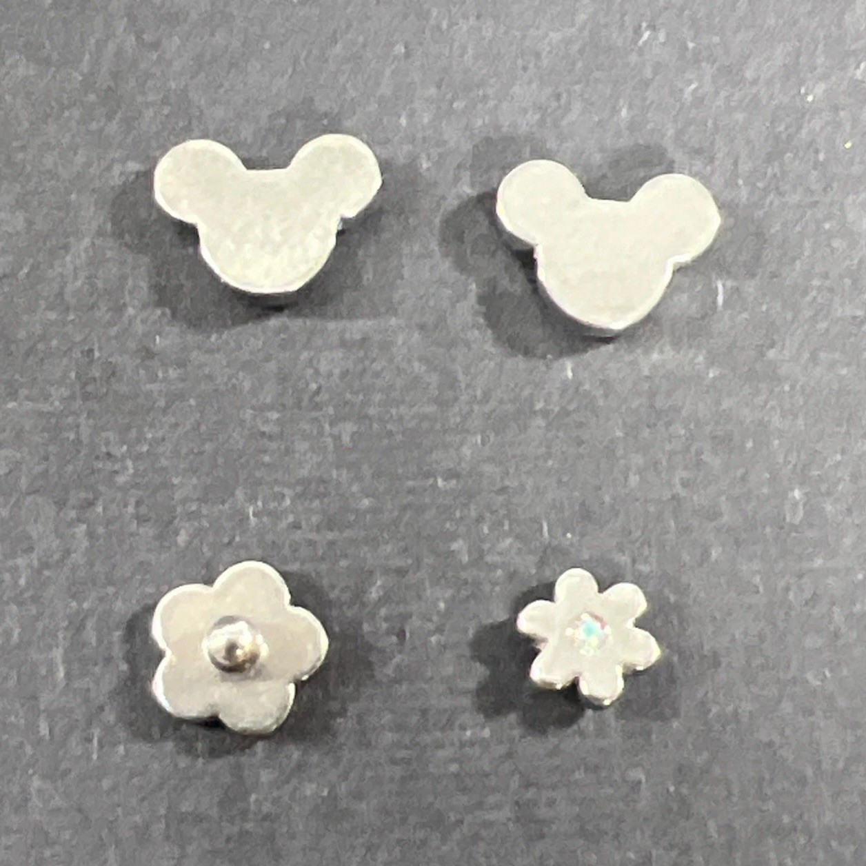 Micky Mouse And Flower Earrings Vintage 2 Screw Back Sets