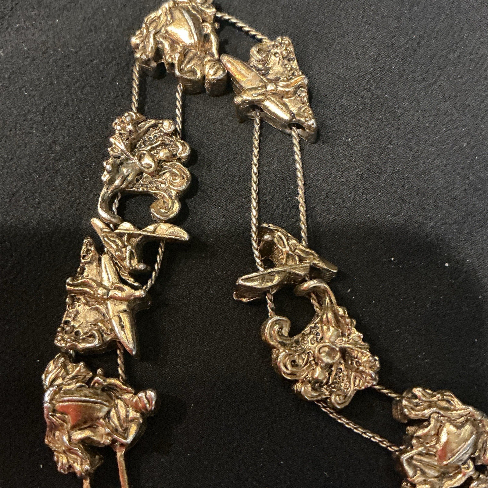 Vintage Gold Tone World War II Slide Charm Bracelet